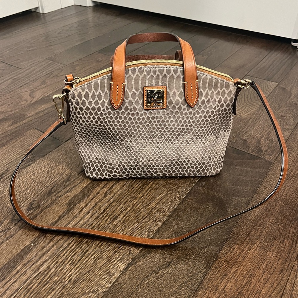 Dooney & Bourke Brown and Tan Snakeskin Pattern Satchel